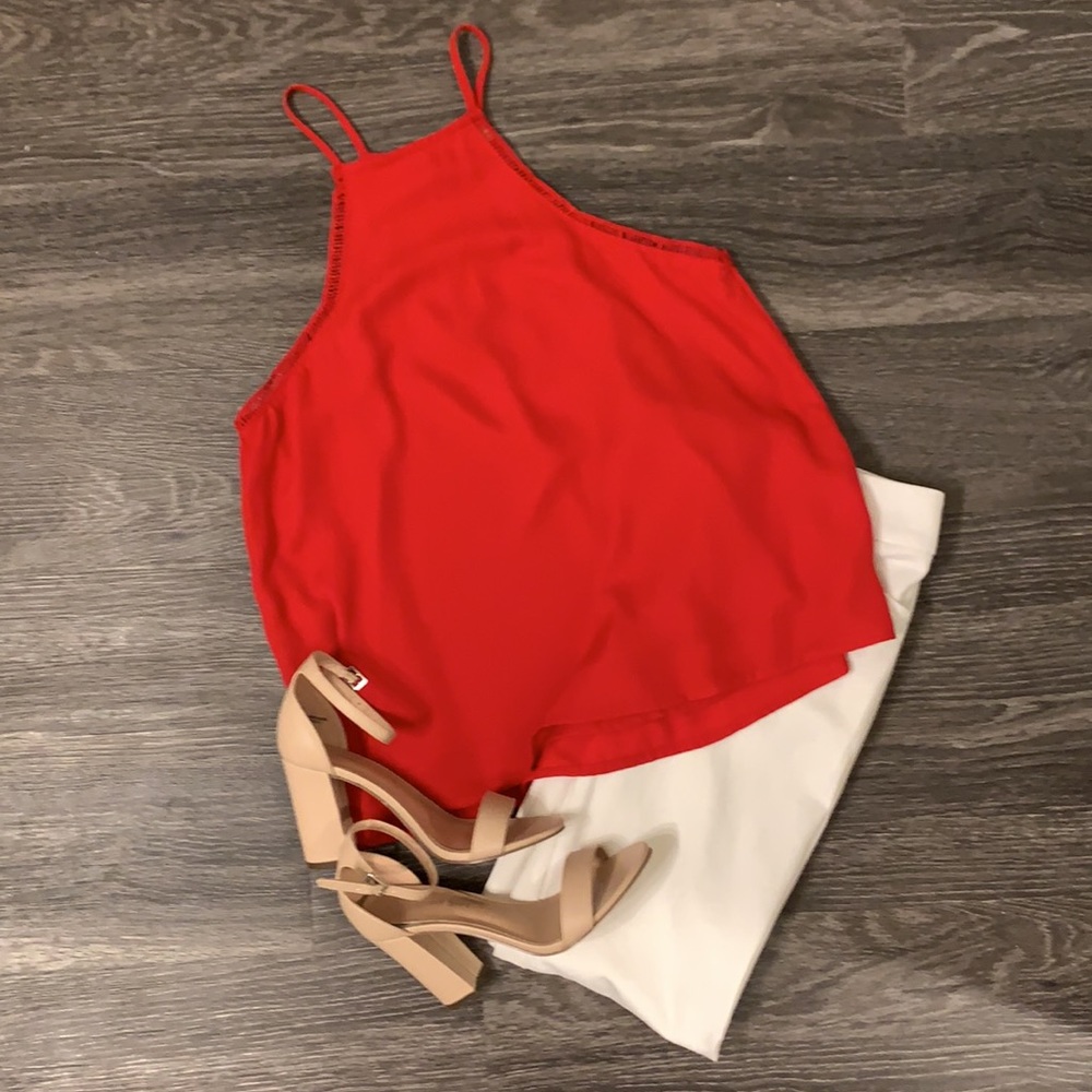 High-neck tank with crochet accent by Altar’d State NEVER WORN!